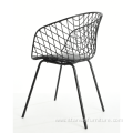 Metal dinning arm chair leather cushion dining chair